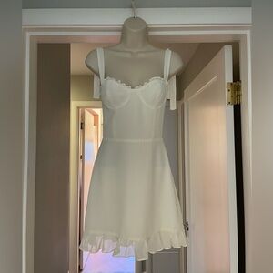 Reformation NWT White mini dress with Ruffle Detail